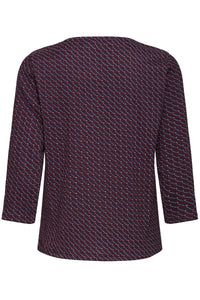 Fransa FrSenna Night Sky Burgundy Geometric Printed Top