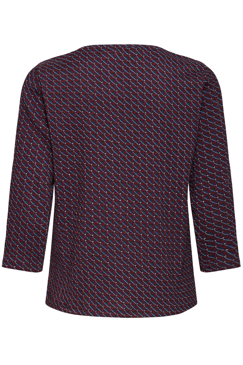 Fransa FrSenna Night Sky Burgundy Geometric Printed Top