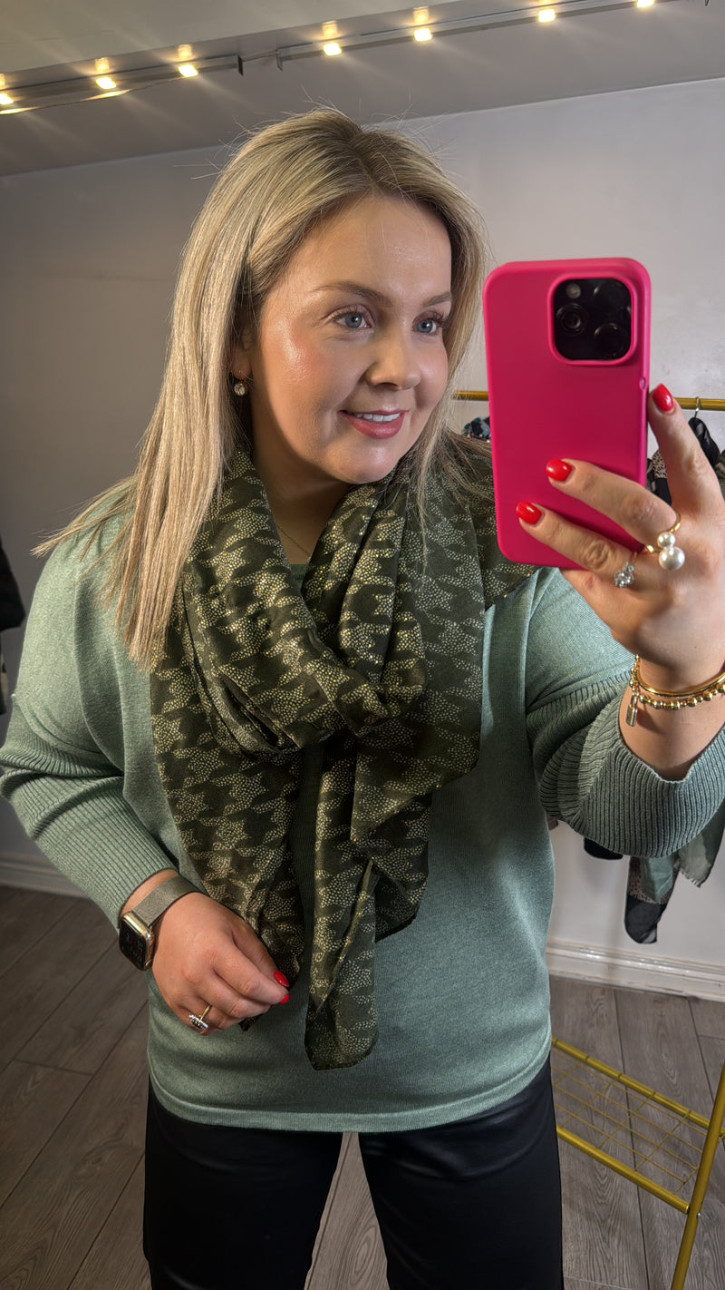 Saint Tropez Mila Green Bay Melange Round Neck Knit