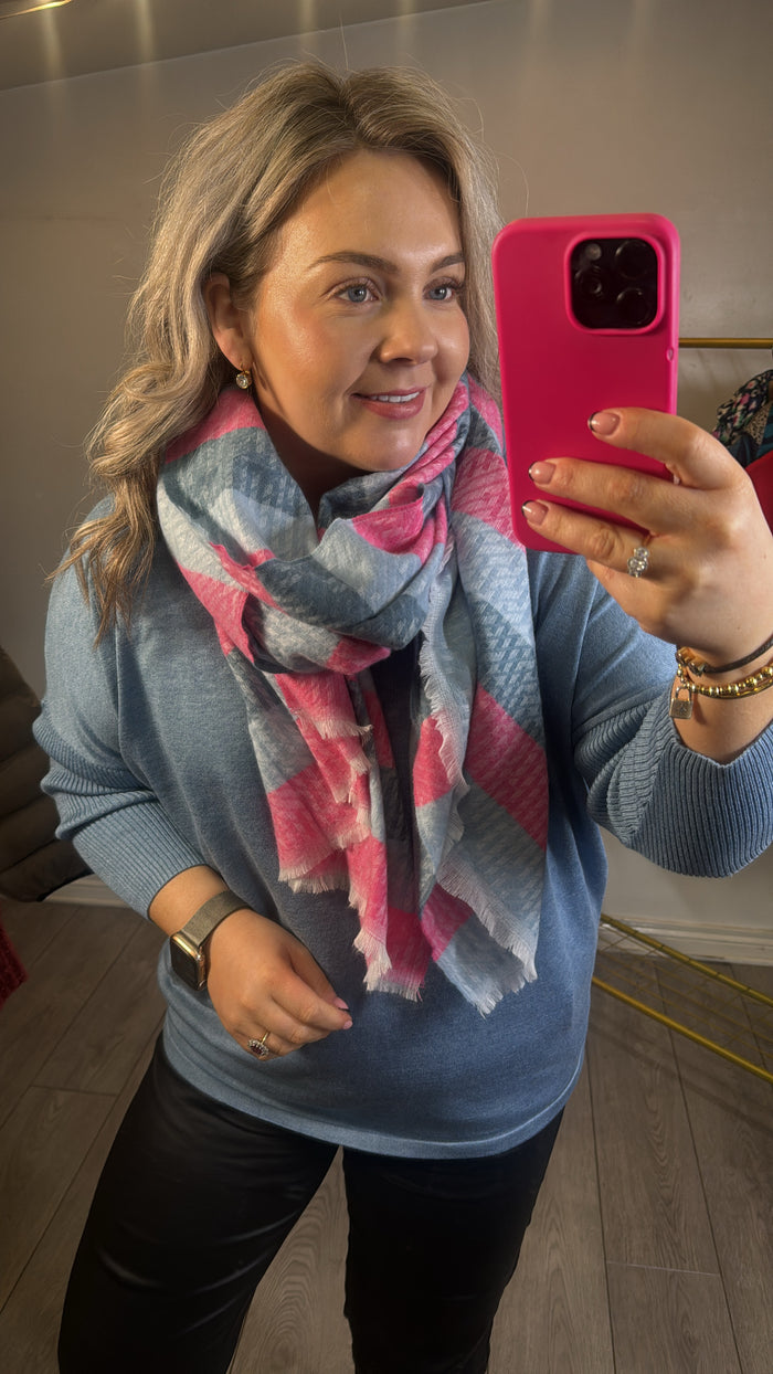 Saint Tropez Mila Blue Shadow Round Neck Knit