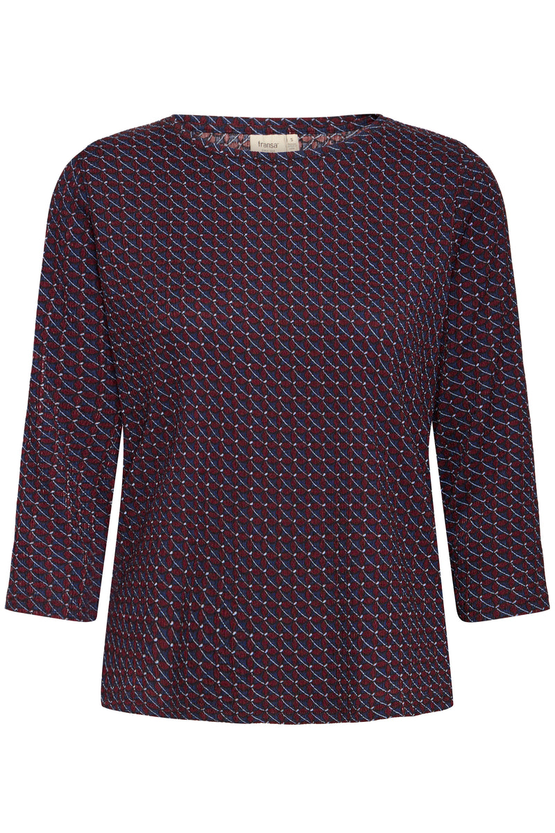 Fransa FrSenna Night Sky Burgundy Geometric Printed Top