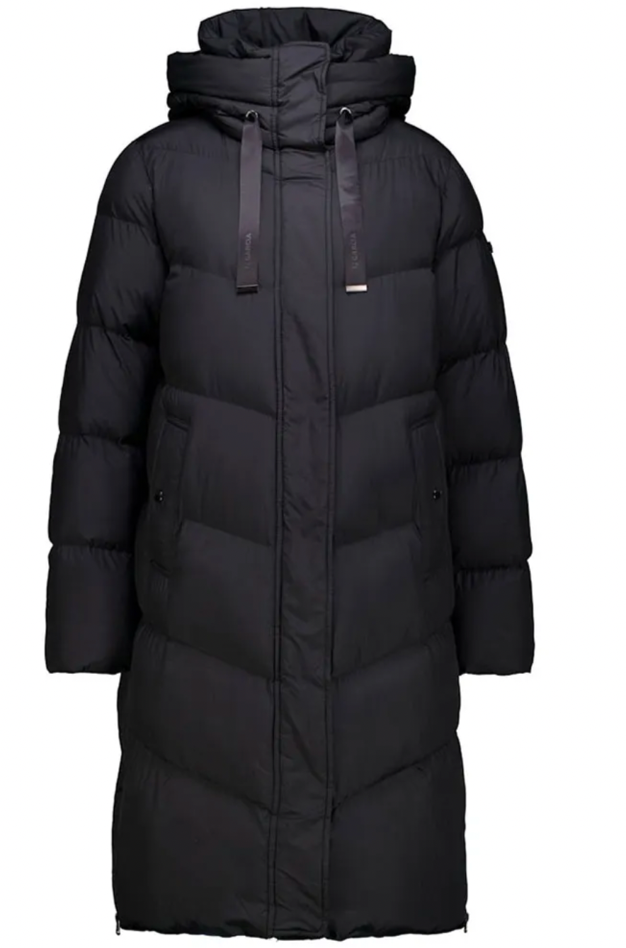 Garcia Ultimate Iconic Black Knee Length Puffa Coat with Zip Detailing