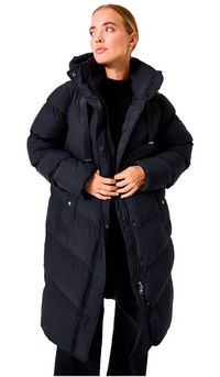 Garcia Ultimate Iconic Black Knee Length Puffa Coat with Zip Detailing