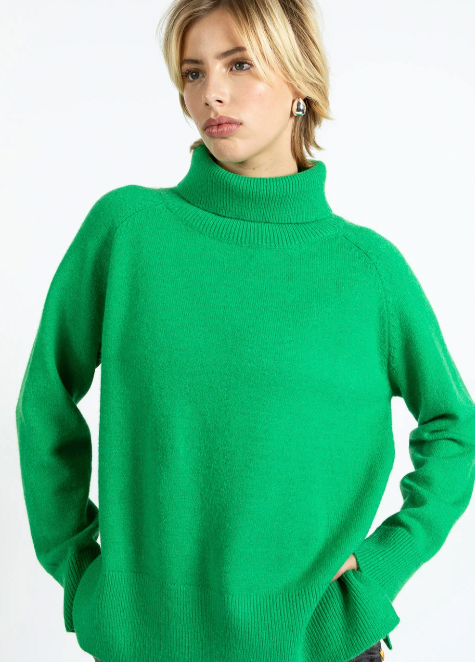 Coster Copenhagen Lush Green Cowl Neck Longline Knit
