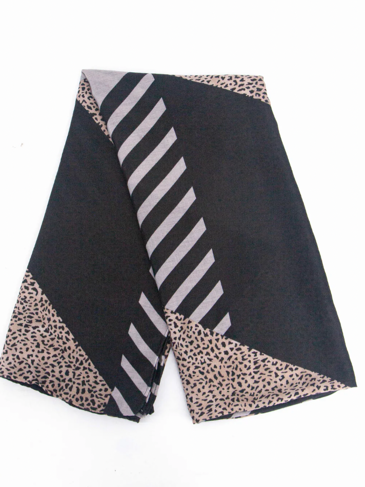 Ruby 67 Jodi Black Animal Stripe Scarf