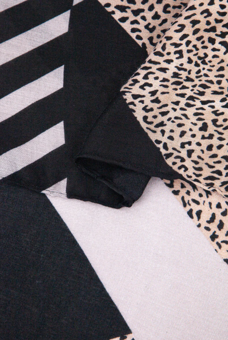 Ruby 67 Jodi Black Animal Stripe Scarf