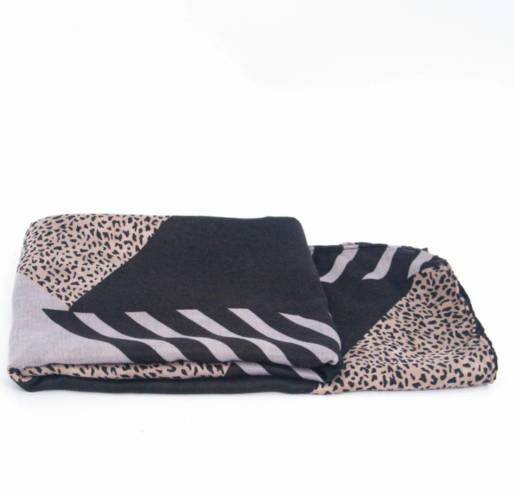 Ruby 67 Jodi Black Animal Stripe Scarf