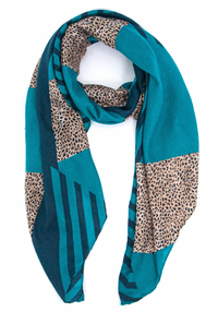Ruby 67 Jodi Blue Animal Stripe Scarf