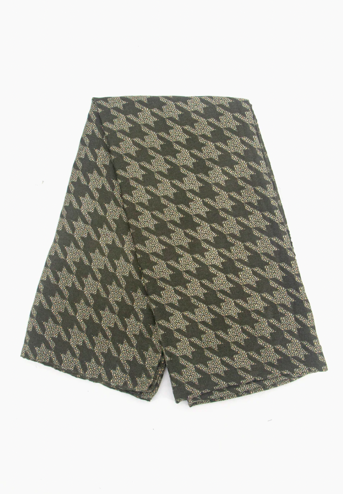 Ruby 67 Melody Khaki Houndstooth Foil Scarf