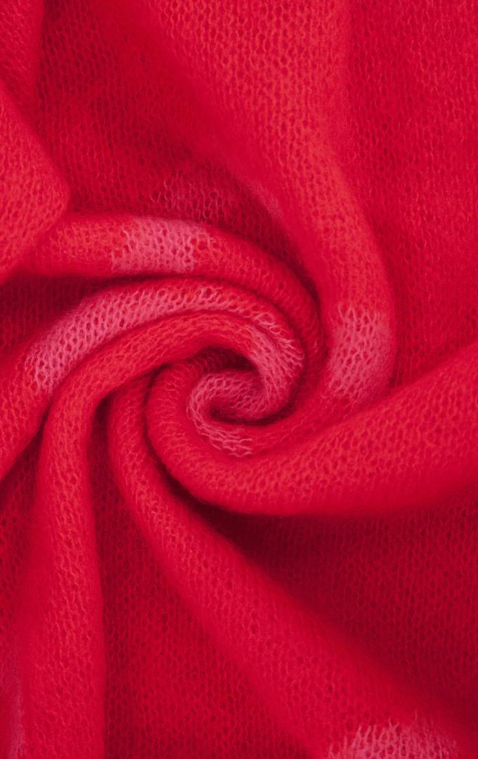 Ruby 67 Zuri Red/Pink Sketched Heart Print Knitted Scarf