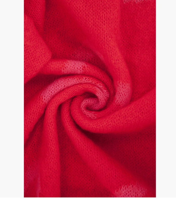 Ruby 67 Zuri Red/Pink Sketched Heart Print Knitted Scarf