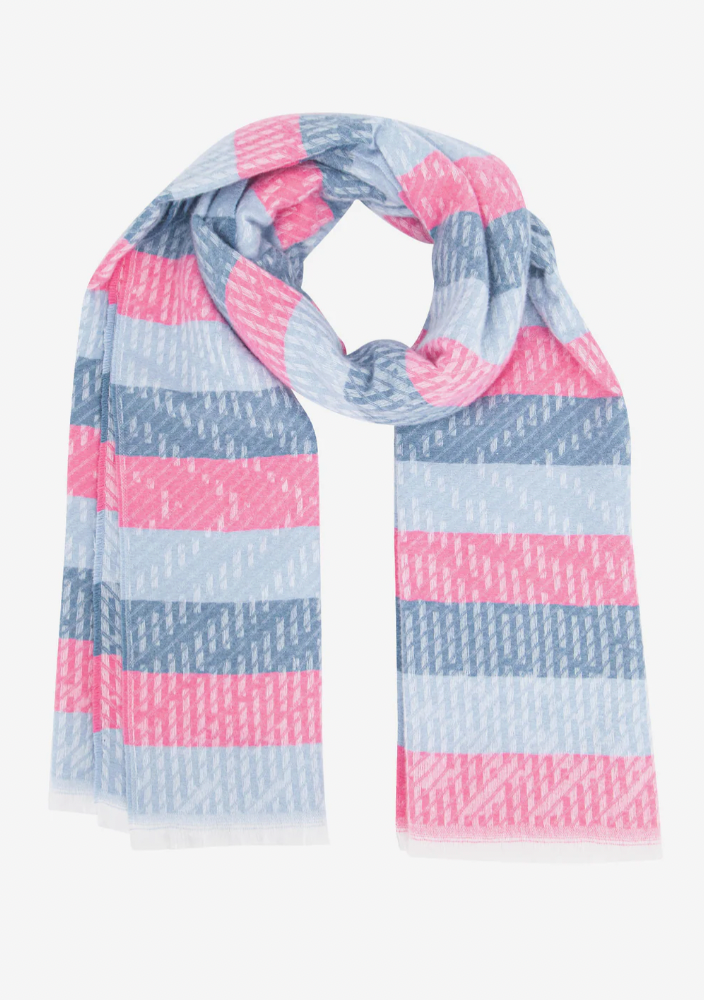 Ruby 67 Reed Blue/Pink Stripe Knitted Scarf