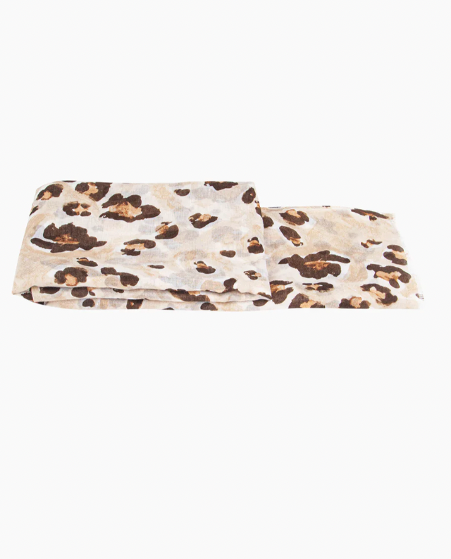 Ruby 67 Raya Neutral Leopard Print Scarf