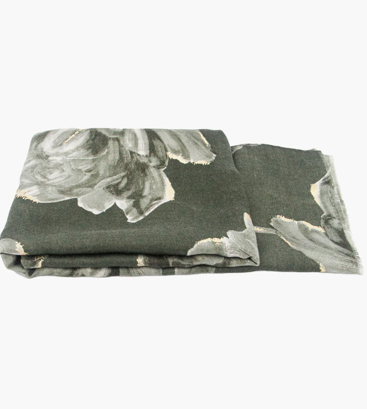 Ruby 67 Eleanor Khaki Floral Scarf