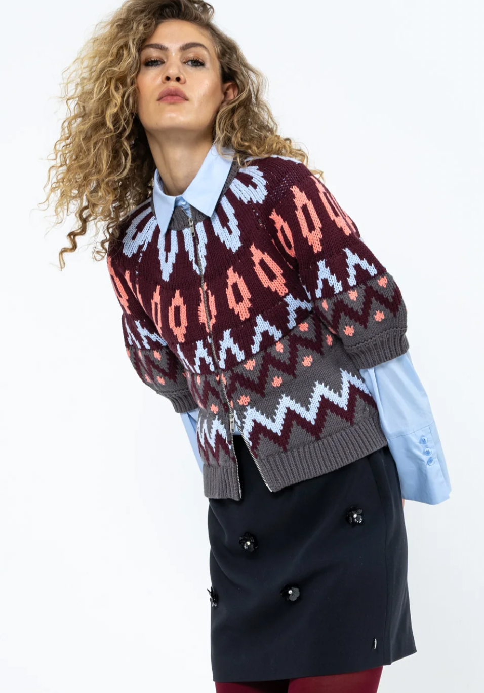 Coster Copenhagen Burgundy Knitted Zipped Cardigan Jacket