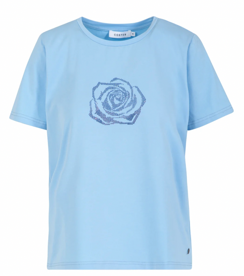 Coster Copenhagen Pastel Blue T-Shirt with Rhinestones