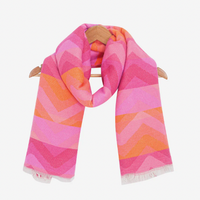 Ruby 67 Bowie Pink/Orange Zig-Zag Knitted Scarf
