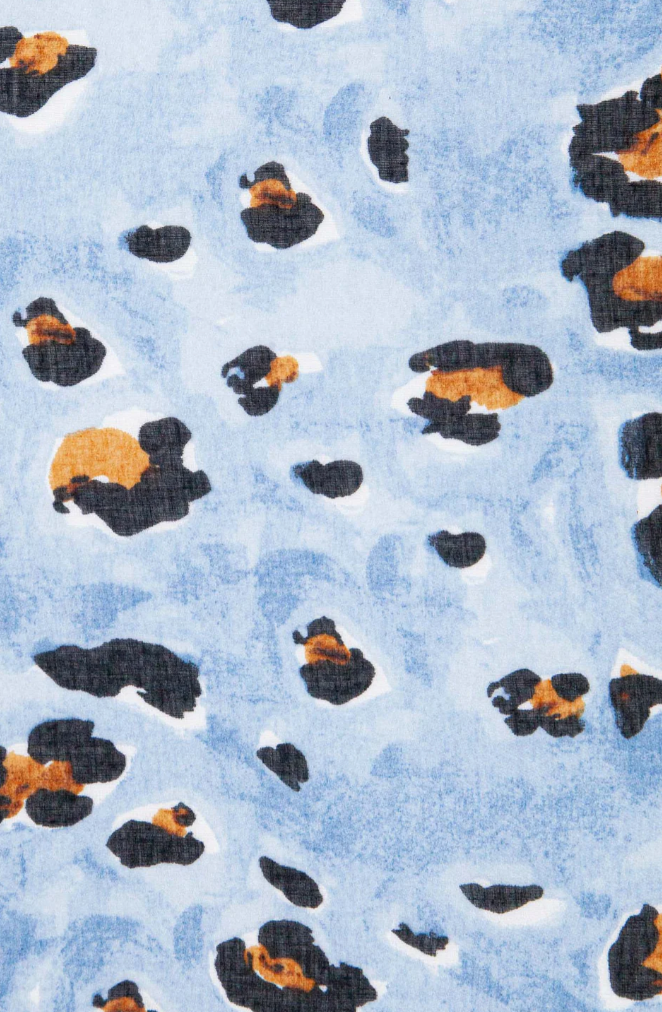 Ruby 67 Raya Baby Blue Leopard Print Scarf