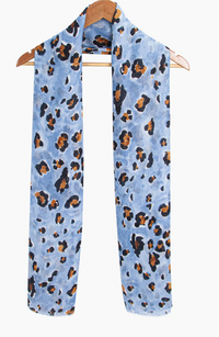 Ruby 67 Raya Baby Blue Leopard Print Scarf