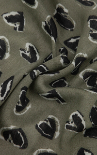 Ruby 67 Kara Khaki/Black Hearts Scarf