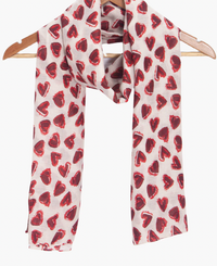 Ruby 67 Kara White/Red Hearts Scarf