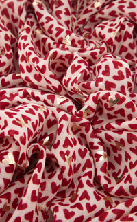 Ruby 67 Rainie Red Metallic Heart Print Scarf