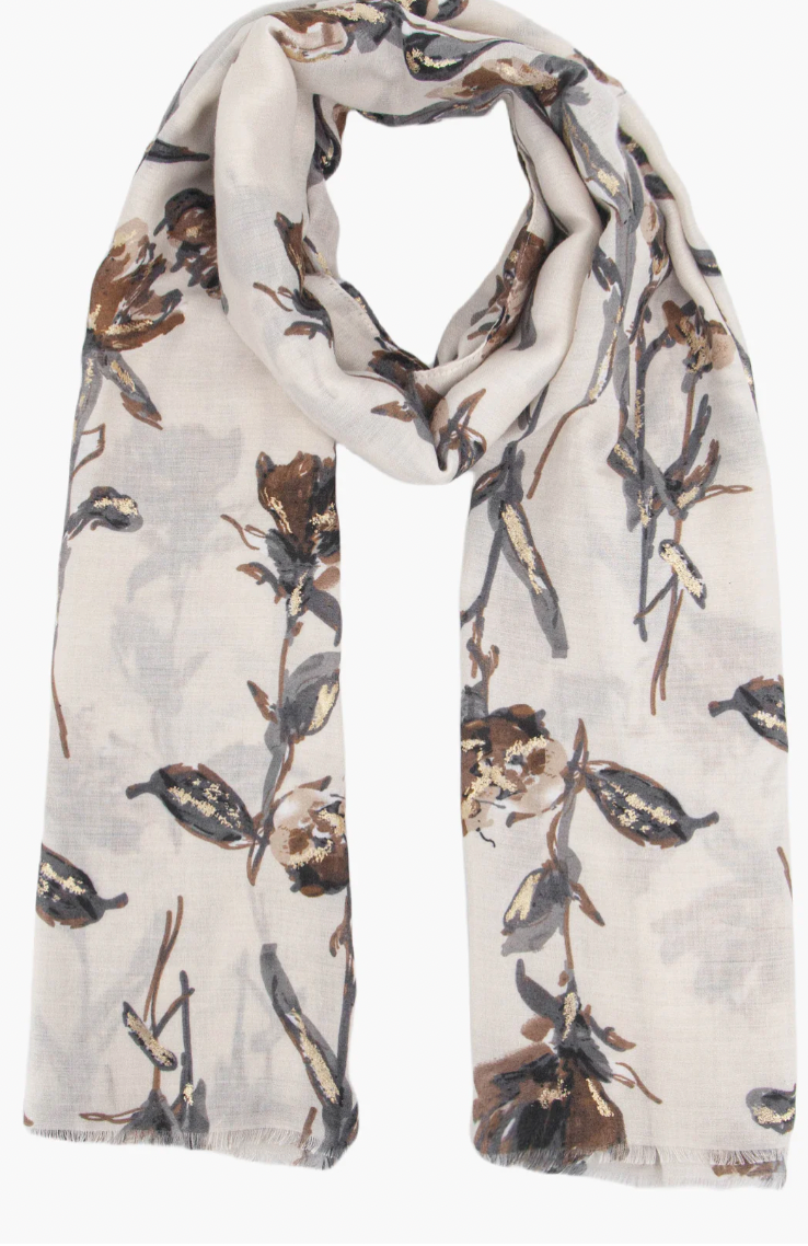 Ruby 67 Vaeda Cream Floral Scarf