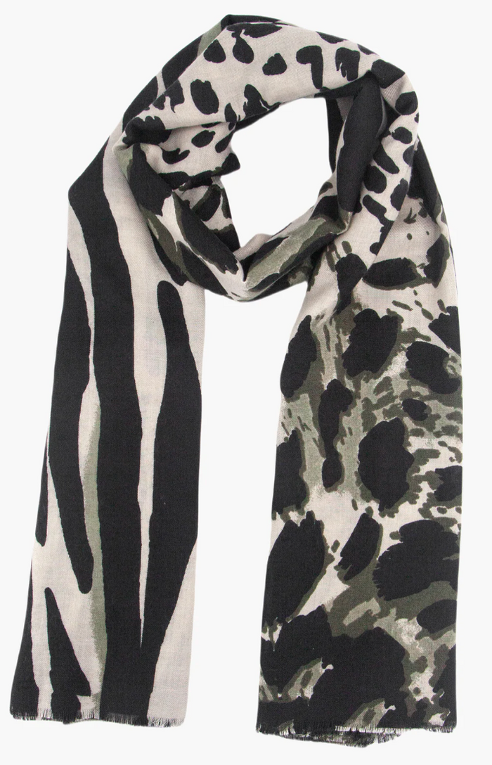Ruby 67 Mabel Khaki Animal Leopard Print Scarf