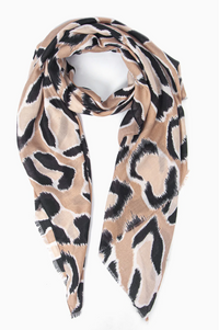 Ruby 67 Laura Neutral Leopard Scarf