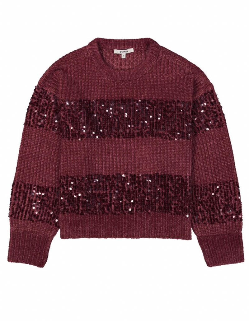 Garcia Scarlet Burgundy Sequin Stripe Supersoft Knit
