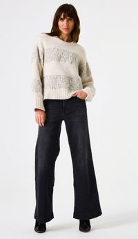 Garcia Sand Cream Sequin Stripe Supersoft Knit