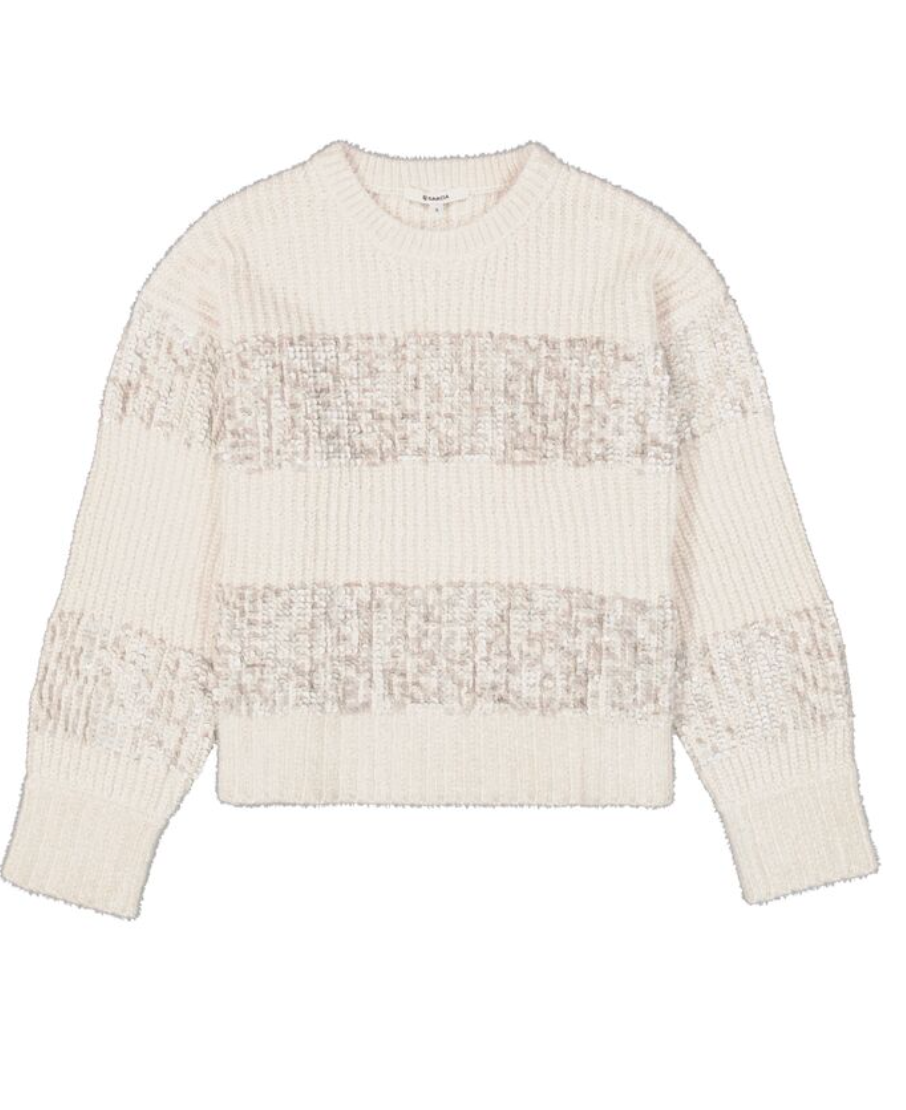 Garcia Sand Cream Sequin Stripe Supersoft Knit