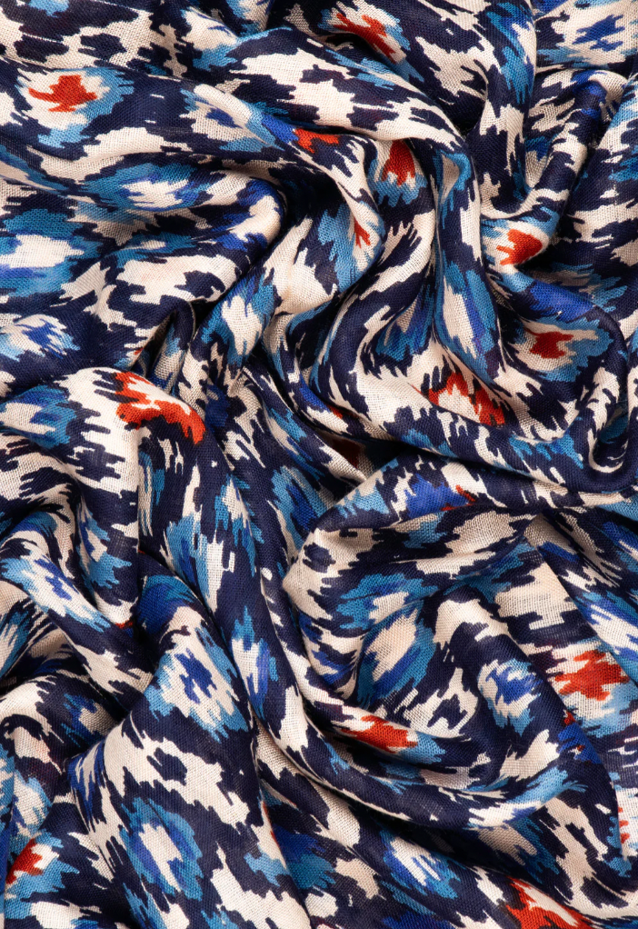 Ruby 67 Belle Denim Blue Abstract Printed Scarf