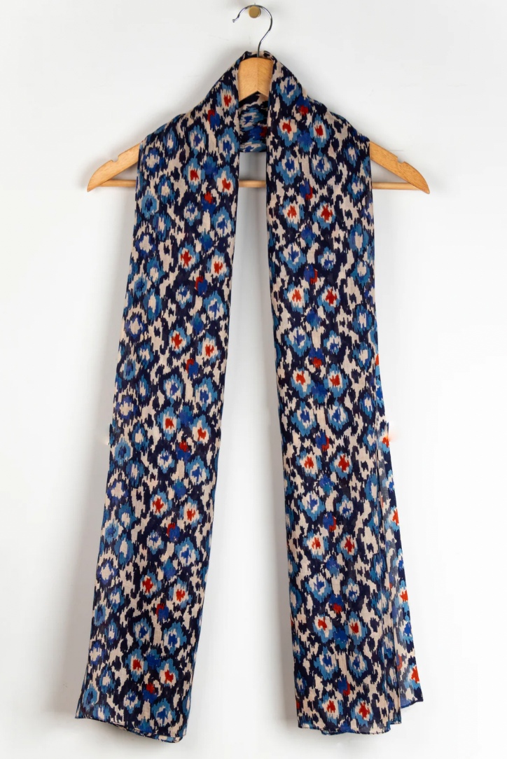 Ruby 67 Belle Denim Blue Abstract Printed Scarf
