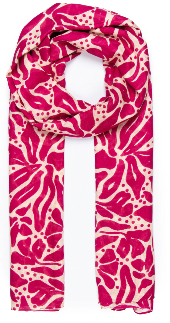 Ruby 67 Allie Fuchsia/Cream Floral Print Scarf