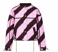 Coster Copenhagen Chocolate/Pink Zig Zag Printed Quilted Jacket