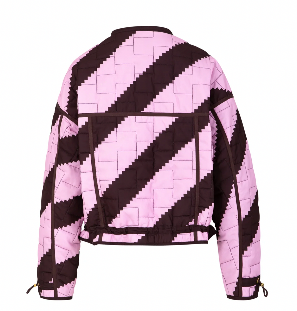 Coster Copenhagen Chocolate/Pink Zig Zag Printed Quilted Jacket