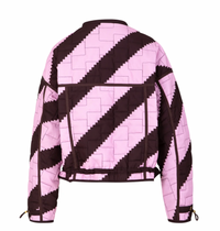 Coster Copenhagen Chocolate/Pink Zig Zag Printed Quilted Jacket