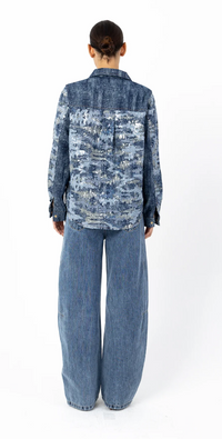 Coster Copenhagen Denim Blue Sequin Shirt Jacket