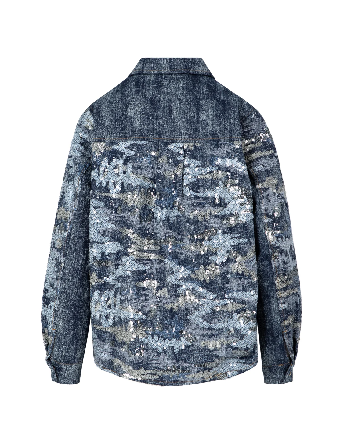 Coster Copenhagen Denim Blue Sequin Shirt Jacket