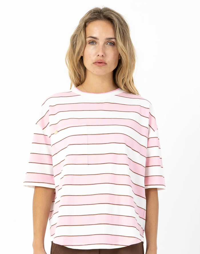 Coster Copenhagen Pink Stripe with Burgundy Oversized T-Shirt, 261-1120