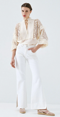 Access Fashion Vanilla Blouse with Lace Details, 63-2087