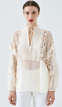 Access Fashion Vanilla Blouse with Lace Details, 63-2087