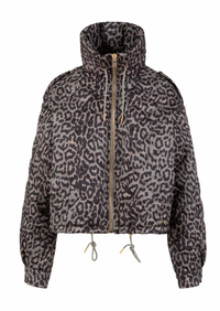 Coster Copenhagen Taupe Khaki Leopard Quilted Cropped Oversized Jacket, 264-6422