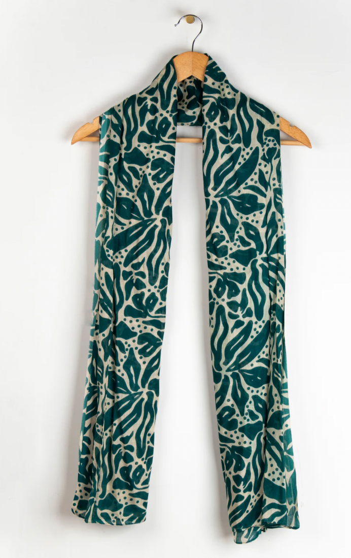 Ruby 67 Allie Green/Cream Floral Print Scarf