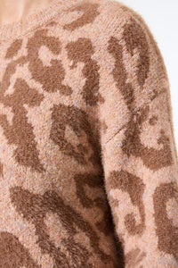 Garcia Teddybear Beige Leopard Jacquard Knit