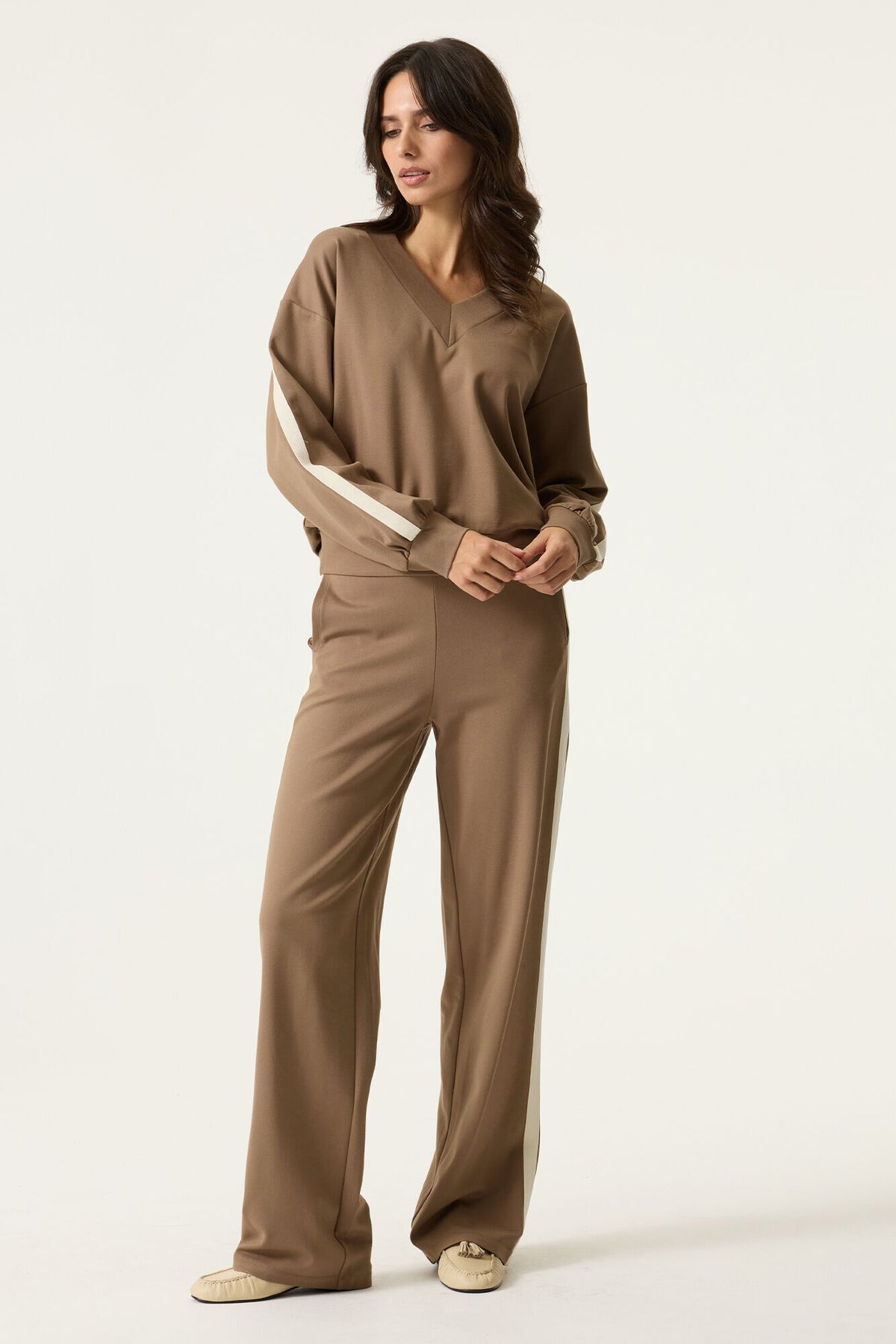 Garcia Soft Taupe Modal V-Neck Sports Luxe Top, N260262