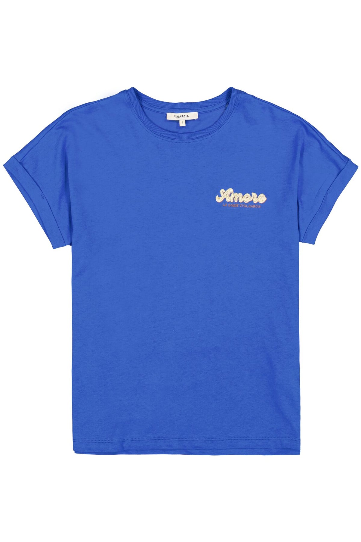 Garcia Summer Cobalt 'Amore' Logo T-Shirt, O260001